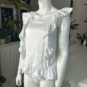 Buffalo David bitten size small sleeveless white Boho blouse cottage core